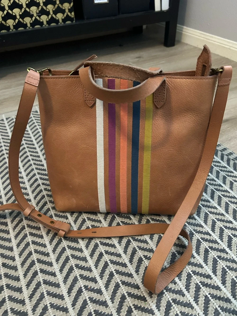 Madewell Small Transport Striped Tote Crossbody Bag.